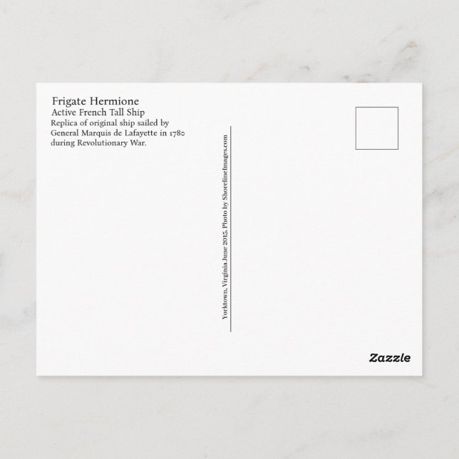 French Tallship Hermione Postcard (Back)