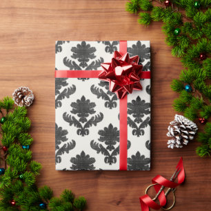 French Tapestry Black and White Wrapping Paper