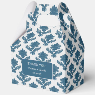 French Tapestry Blue and White THANK YOU Favour Box