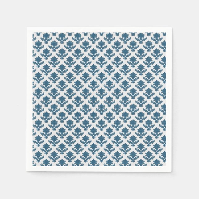 French Tapestry Blue and White Wedding Napkin (Front)