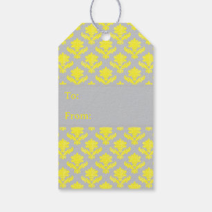 French Tapestry Bright Yellow on Light Grey Gift Tags