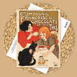 French Tea Company Advertising Theophile Steinlen Postcard<br><div class="desc">A postcard with the advertising poster for a French Chocolate and Tea Company,  by the Swiss artist Theophile Steinlen (1859-1923). His own wife and daughter are a part of this illustration,  along with one of his cats.</div>