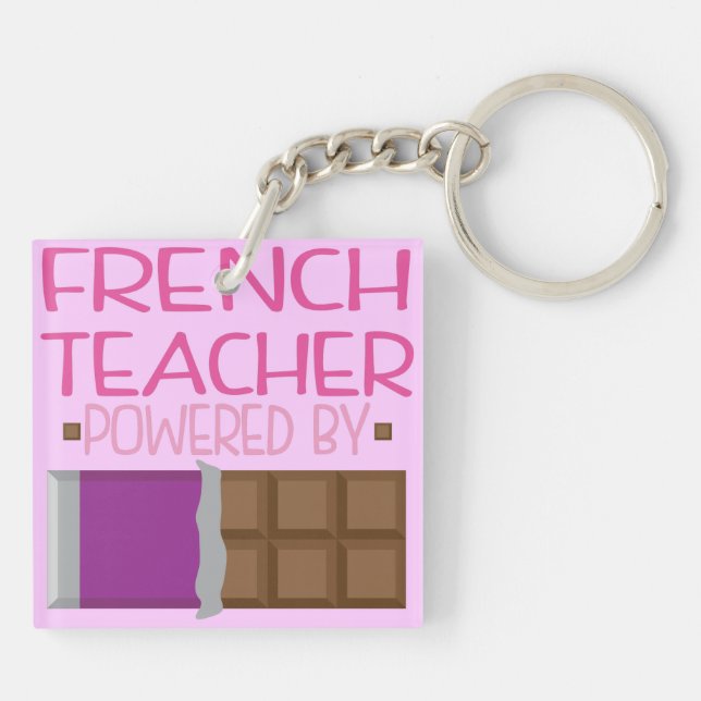 French Teacher Chocolate Gift for Her Key Ring (Back)