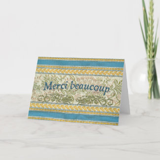 French Thank You, Embroidered Fabric You Card