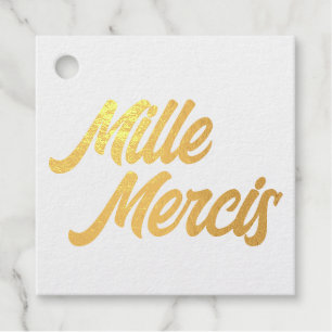 French Thank You "Mille Mercis" Calligraphy Favour Tags