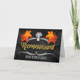 French Thanksgiving Grateful Belssings Chalkboard Holiday Card