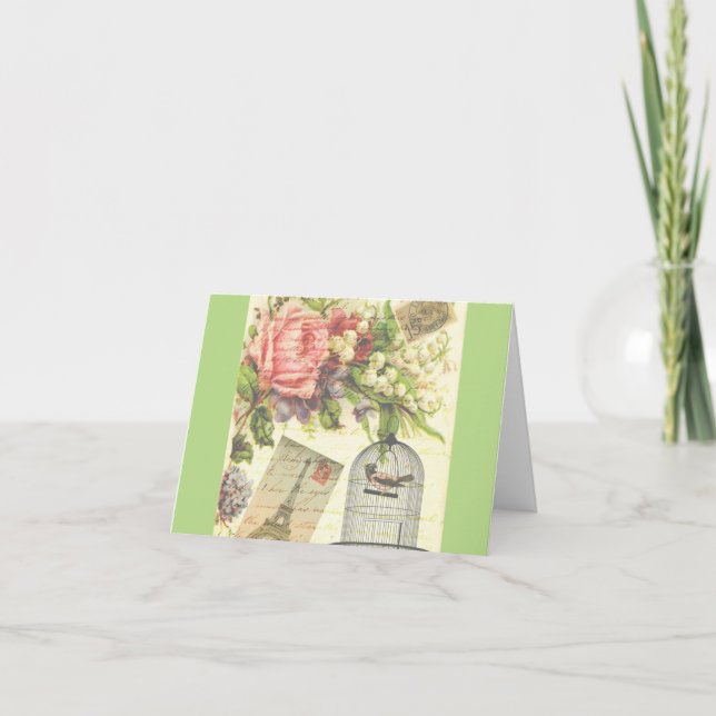 French Theme Vintage Paris Note Card (Front)