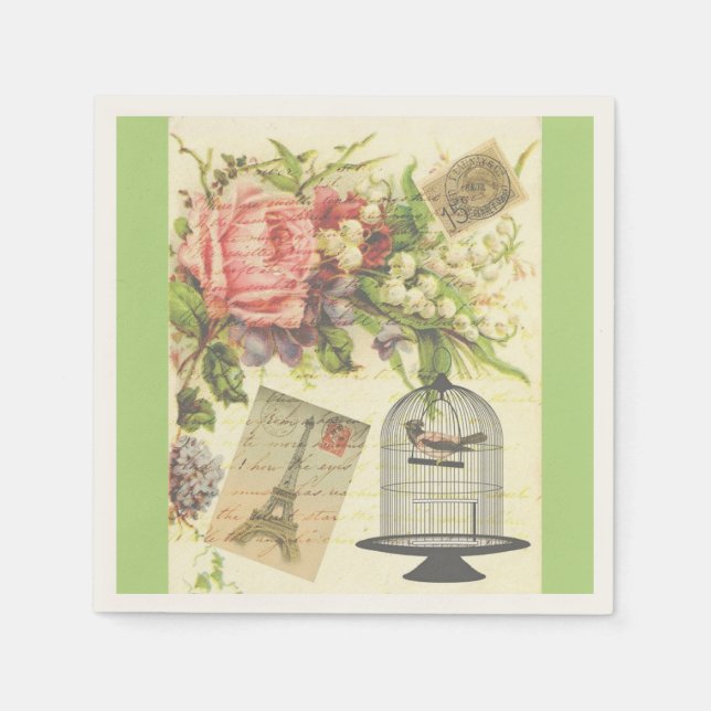 French Theme Vintage Paris Paper Napkins (Front)