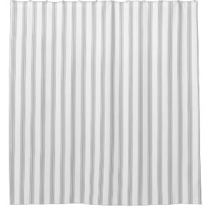 French Ticking Stripe Grey White 2 Shower Curtain
