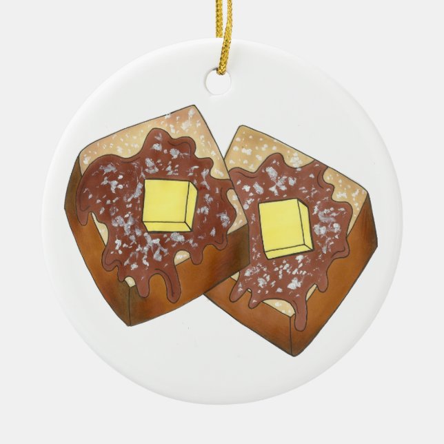 French Toast Butter and Syrup Diner Breakfast Food Ceramic Tree Decoration (Front)