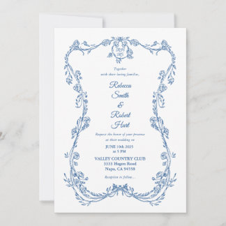 French Toile Blue Invitation 05