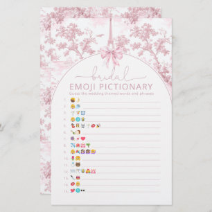 French Toile Bridal shower emoji Pictionary game
