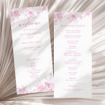 French Toile Classic Pink Floral Wedding Programme<br><div class="desc">French Toile Classic Pink Floral Wedding Program Cards</div>