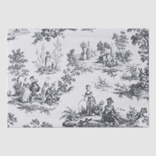 French toile de jouy black and white decoupage tissue paper