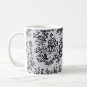 French toile de jouy black and white elegant coffee mug
