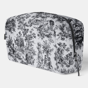 French toile de jouy black and white elegant dopp kit