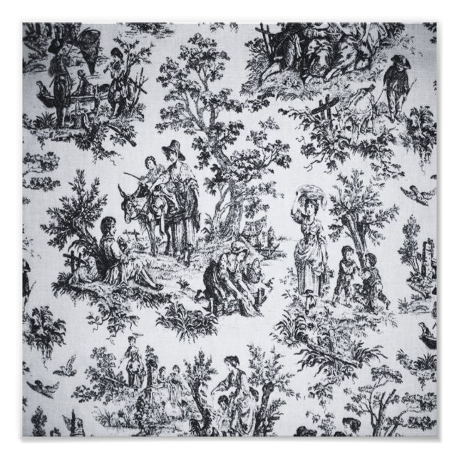 French toile de jouy black and white elegant photo print (Front)