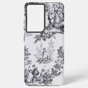 French toile de jouy black and white elegant samsung galaxy case