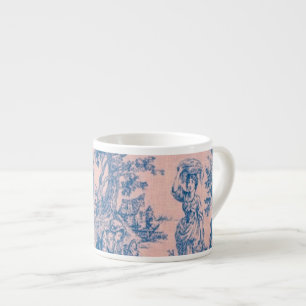 French toile de jouy blue and pink elegant espresso cup