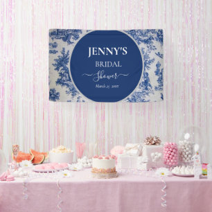 French Toile de Jouy Blue and White Bridal Shower Banner