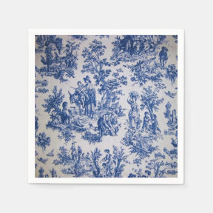 French toile de jouy blue and white decoupage napkin