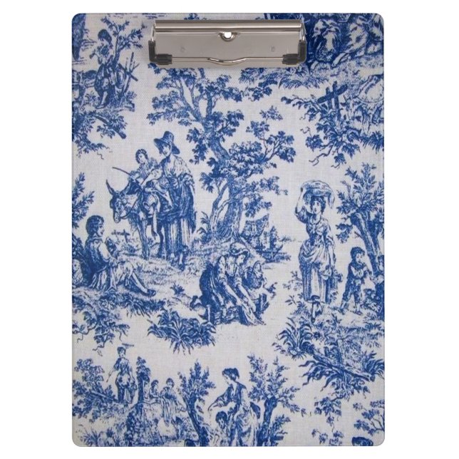 French toile de jouy blue and white elegant clipboard (Front)
