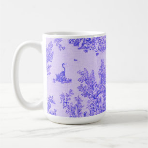 French toile de jouy blue and white elegant coffee mug