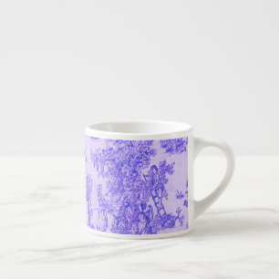 French toile de jouy blue and white elegant espresso cup