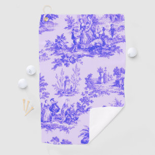 French toile de jouy blue and white elegant golf towel