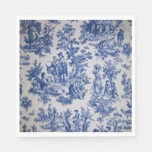 French toile de jouy blue and white elegant napkin