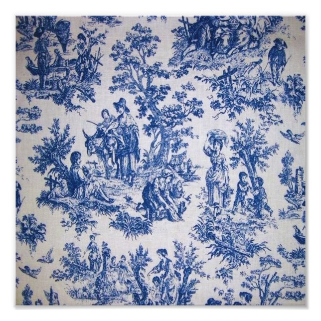 French toile de jouy blue and white elegant photo print (Front)