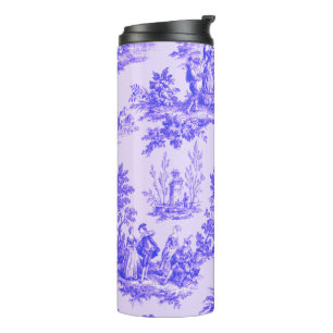 French toile de jouy blue and white elegant thermal tumbler