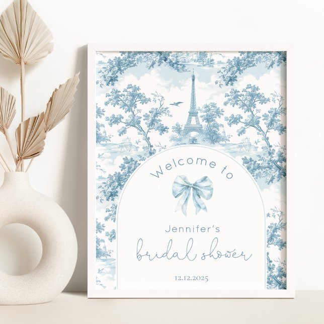 French Toile de Jouy Elegant arch Bridal Welcome Poster (Creator Uploaded)