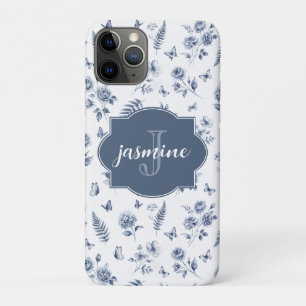 French Toile de jouy Monogram Name Chinoseirie Case-Mate iPhone Case