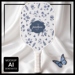 French Toile de jouy Monogram Name Chinoseirie Pickleball Paddle