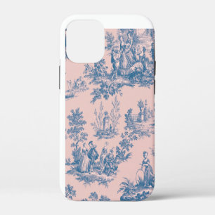 French toile de jouy pink and white elegant iPhone 12 mini case