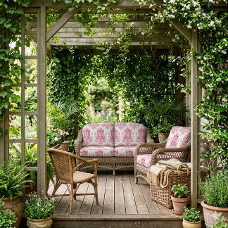 French Toile de Jouy Pink Luxury Chariot Vintage  Fabric