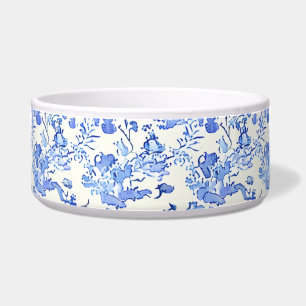 French Toile Design - Blue and White Floral