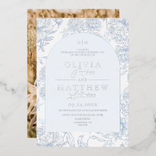 French Toile Floral Blue Wedding