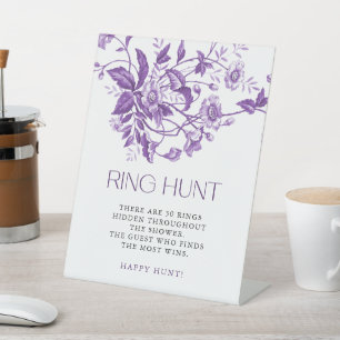 French Toile Floral Bridal Shower Ring Hunt Pedestal Sign