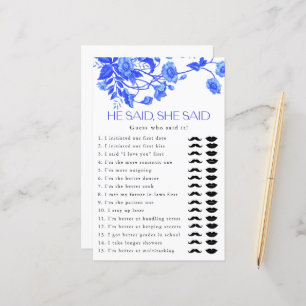 French Toile Floral He Said She Said Bridal Game