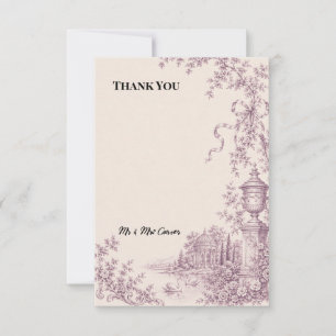 French Toile Garden Wedding Thank You Card