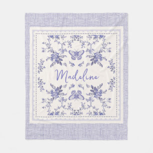 French Toile Lavender Toile Custom Fleece Blanket