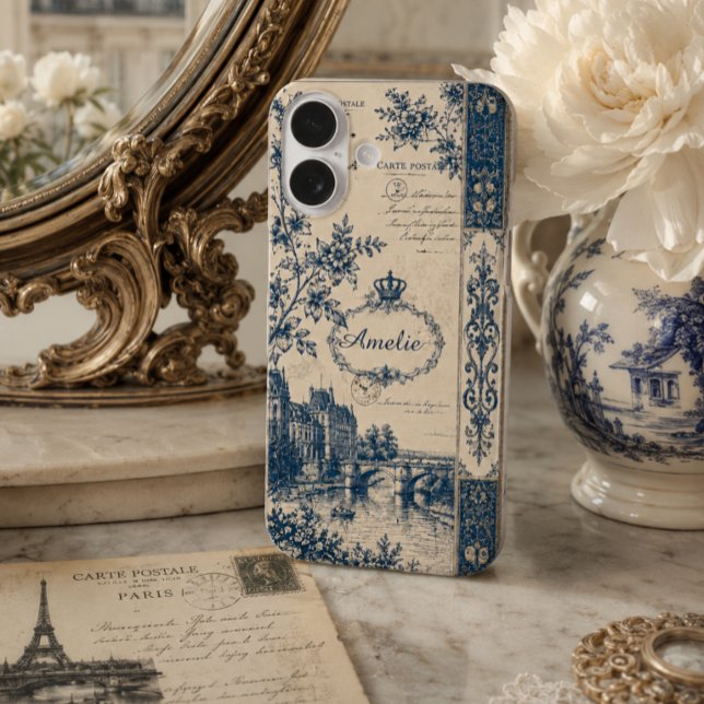 French Toile Monogram  iPhone 16 Case (Creator Uploaded)