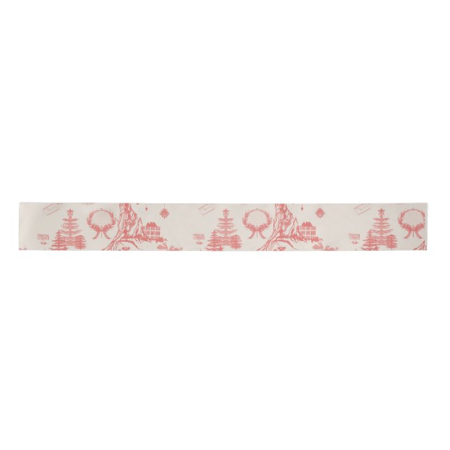 French Toile Oak and Elk woodland Satin Ribbon (Front)