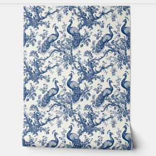 French Toile Peacock Pattern Wallpaper