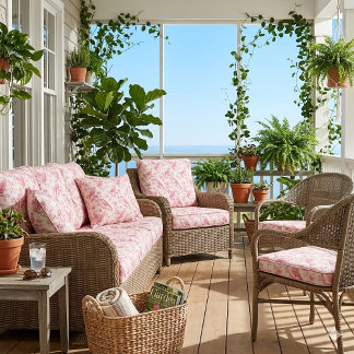 French Toile Rococo Garden Birds Wildlife Pattern  Fabric