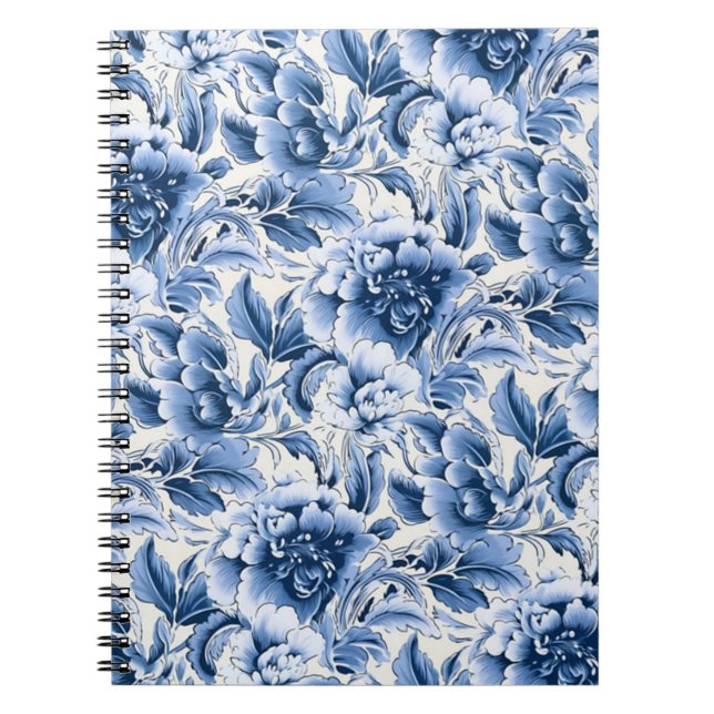 French toile & toile de Jouy. Blue. Notebook (Front)
