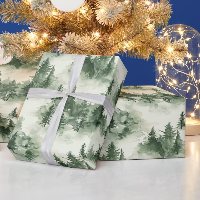 French Toile Trees Pattern Wrapping Paper (Holidays)