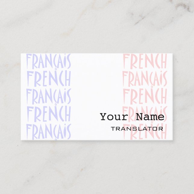 French Translator or Interpreter Business Cards (Front)